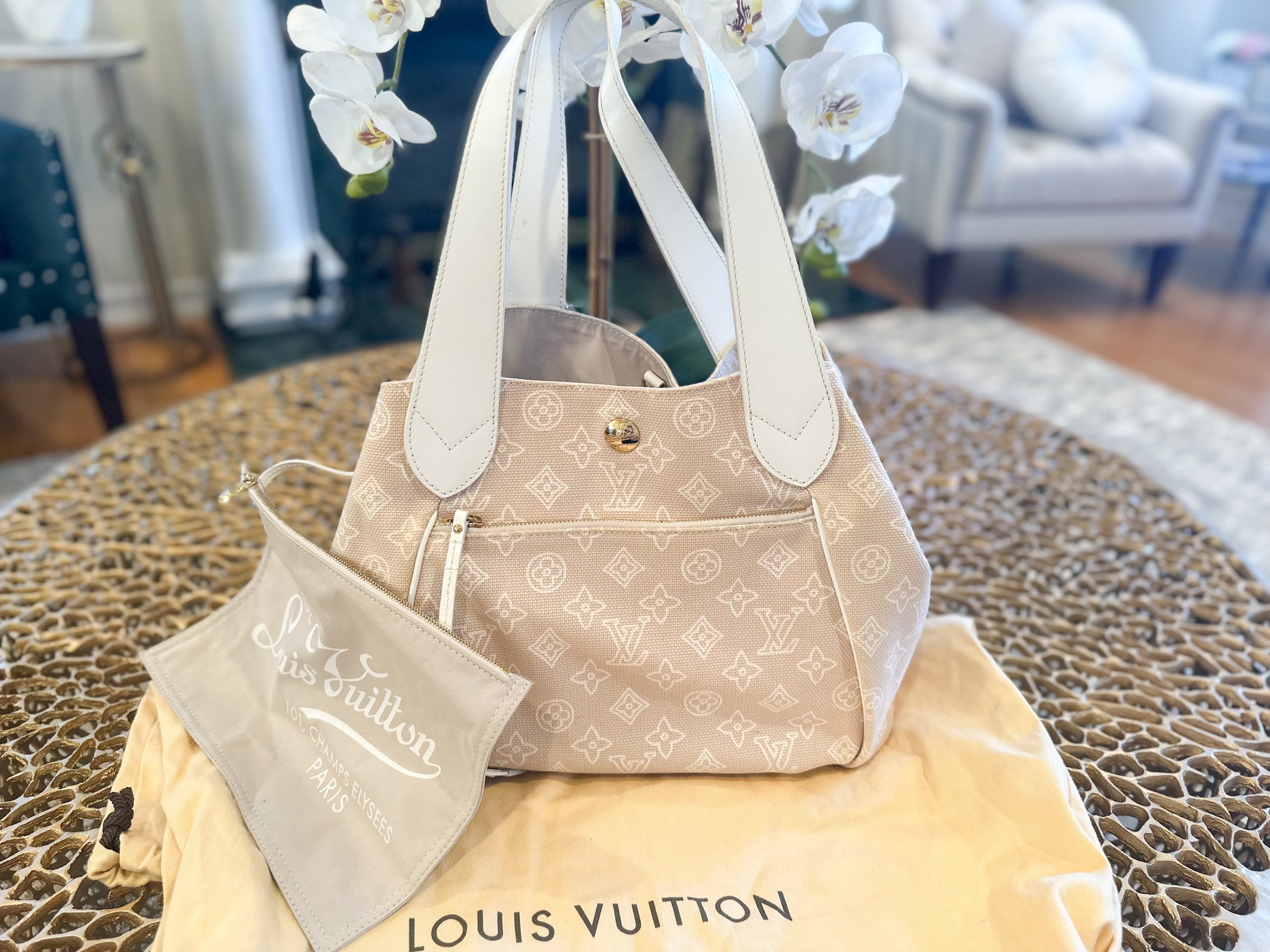 Louis Vuitton Louis Vuitton Cabas Ipanema GM White Monogram Cotton