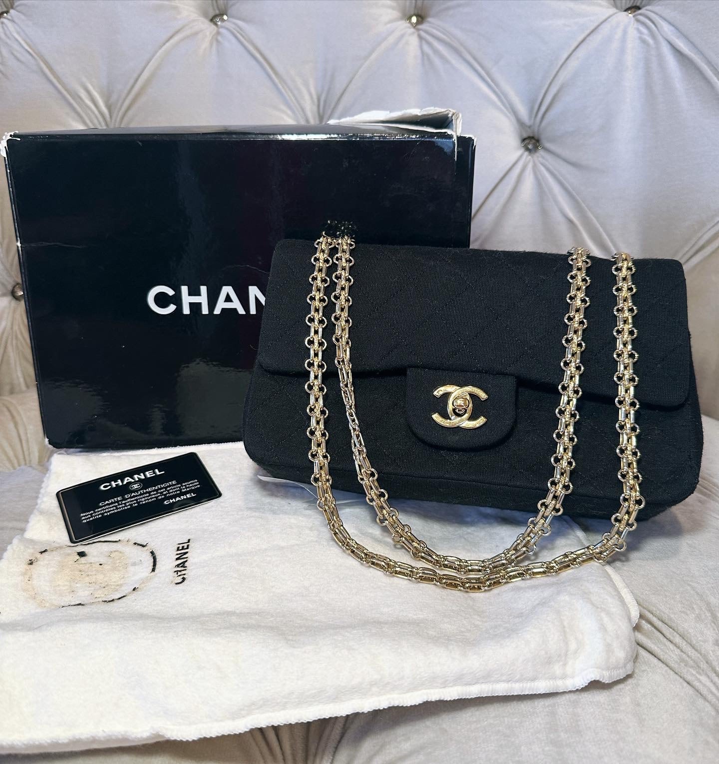 Chanel jersey classic flap bag 2025