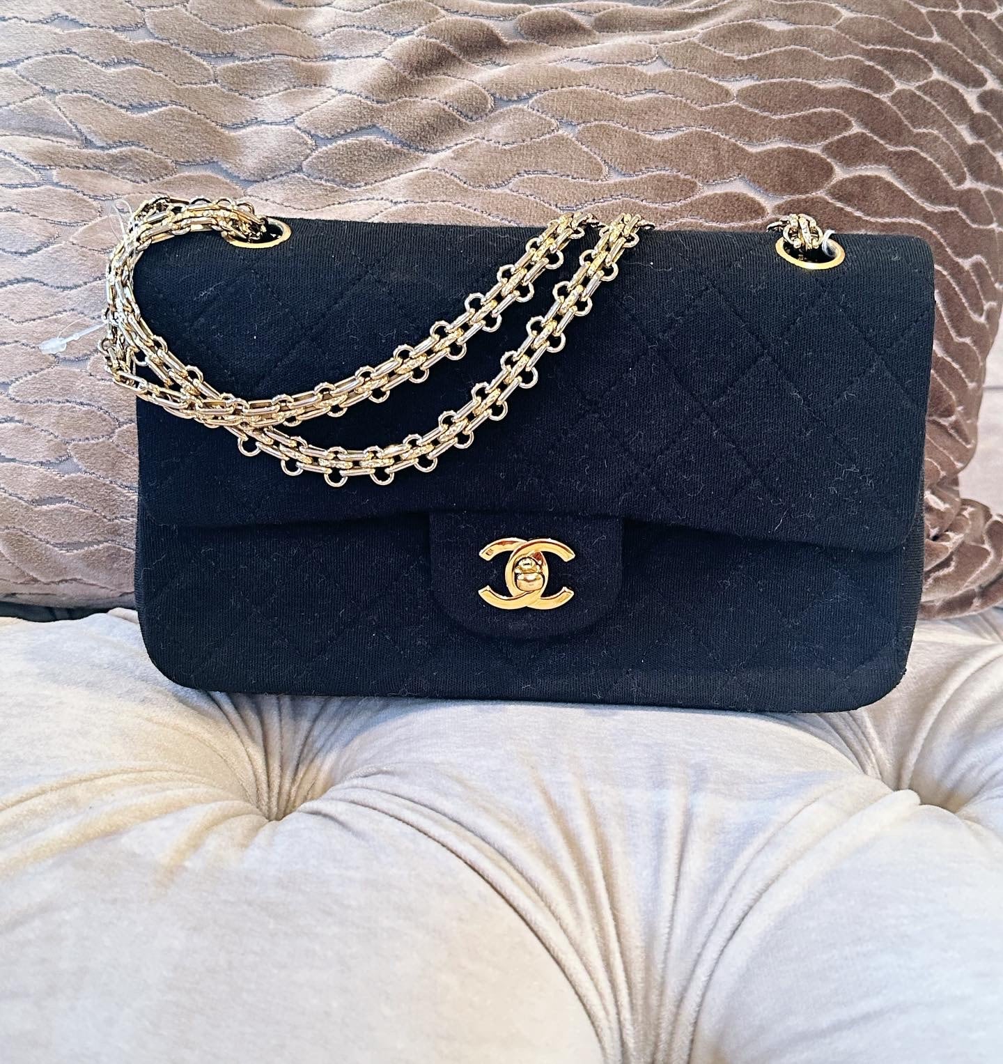 Chanel Double Flap Jersey Bag
