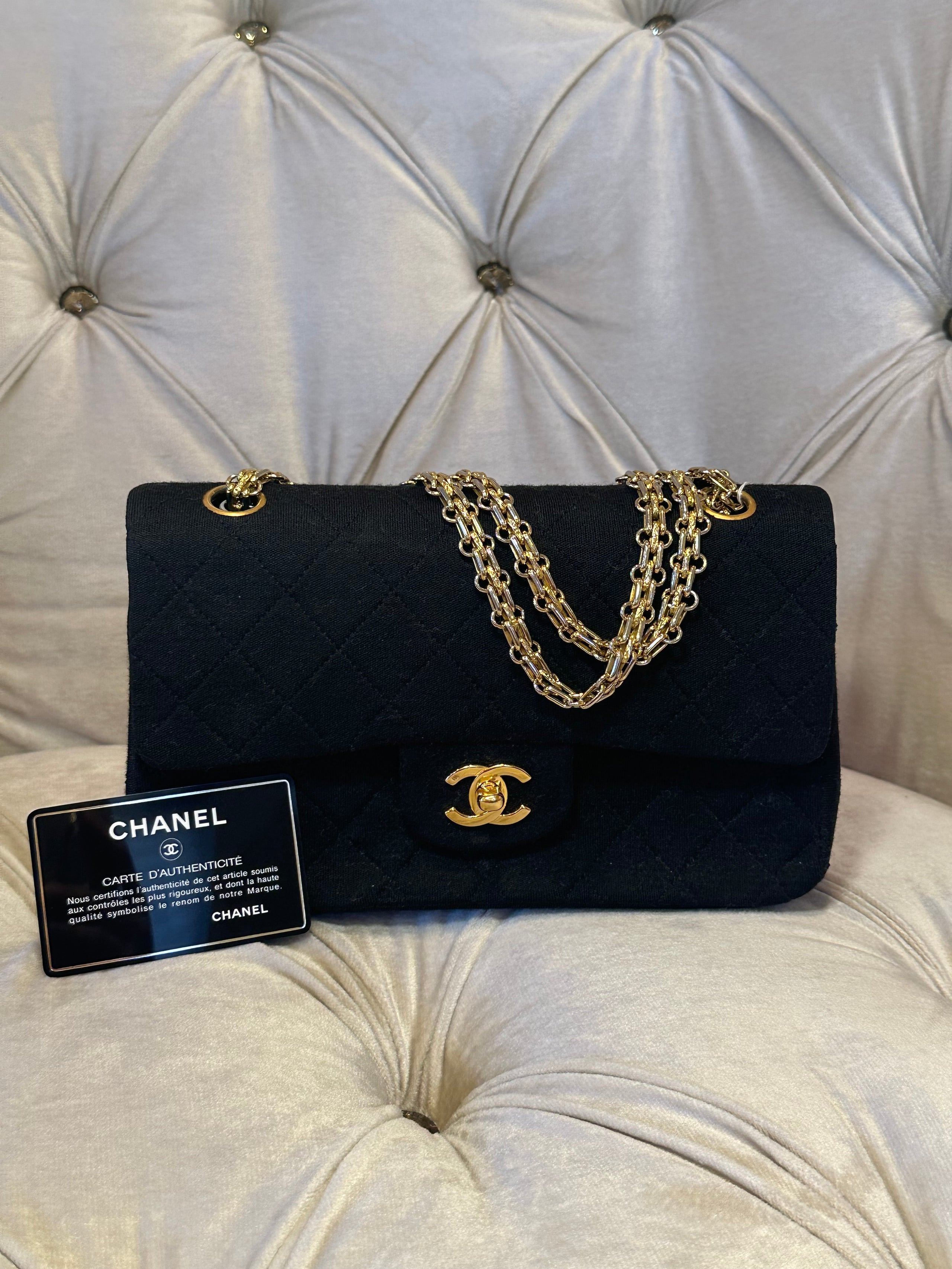 Chanel Double Flap Jersey Bag